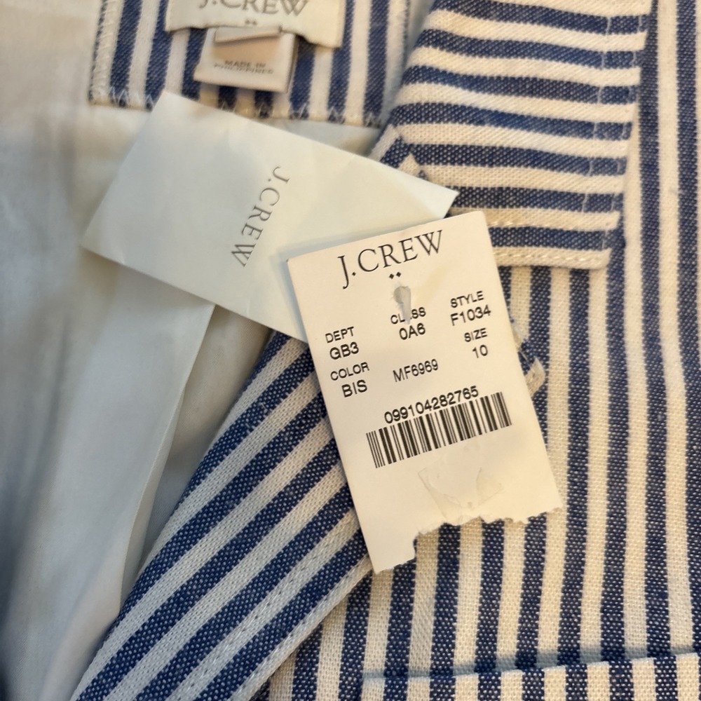 J.CREW Women's BLUE & WHITE STRIPED Seersucker BLAZER Jacket Lined NEW Size 10 - Picture 5 of 8